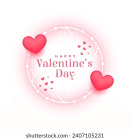 nice valentines day wishes card with cute love hearts vector