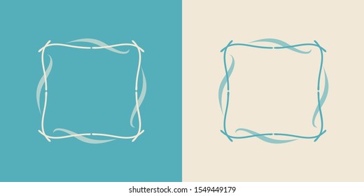Nice vector braid square weave frame. Isolated. Separated line shapes in titled layers. 