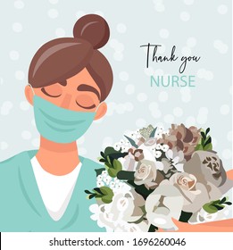 
Nice vector card with thanks for fighting pandemic. Thank you doctor and nurse.