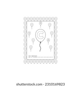 Nice Vector coloring alphabet in balloons For Kids