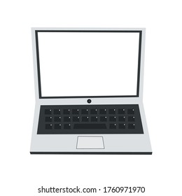 Nice vector flat modern silver laptop with place for illustration or text on a white background. Modern vector technology and electronics.