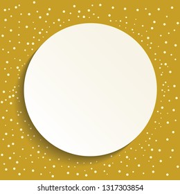 Nice vector frame with dots and volume circle. Fine greeting card. Pattern with golden dots