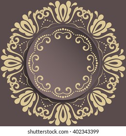 Nice vector frame with floral elements and arabesques. Fine greeting card