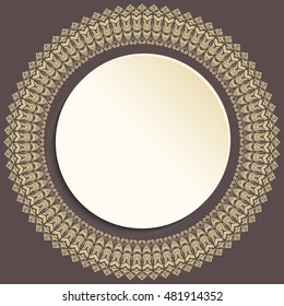 Nice vector golden frame with floral elements and arabesques. Fine greeting card