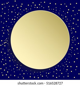 Nice vector golden round shape with dots and volume circle. Fine greeting card