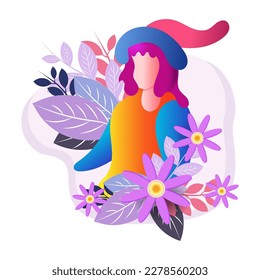 Nice vector graphic illustration of people and flowers for magazines etc