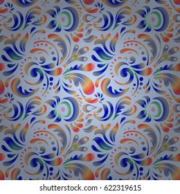 Nice vector hand-drawn illustration. Elegant pink and blue seamless pattern with floral and Mandala elements.