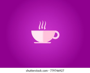 A nice vector illustration about a cup of coffee/tea on a radial purple background 