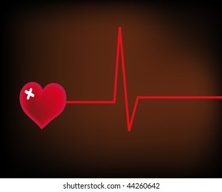 nice vector illustration of ill and broken heart with line