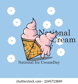 Schöne Vektorgrafik des National Ice Cream Day in Rosa für Ihre Gestaltungszwecke, mit gepflegter Verarbeitung. 