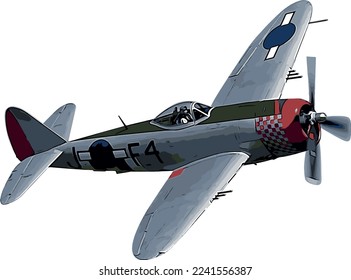 A NICE VECTOR IMAGE OF AN OLD COLORFUL WAR AIRPLANE.