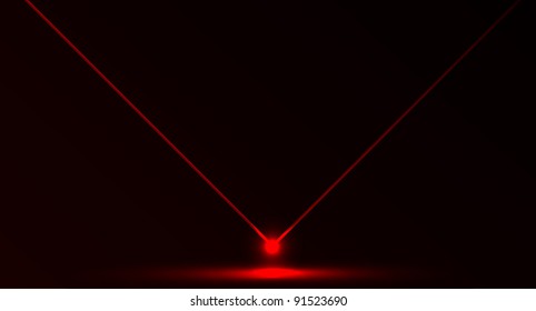 Nice Vector Laser Light In Red Color And Dark Background. Beam And Ray.