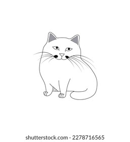 Nice vector line art work of cute cat