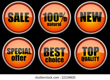 nice vector orange stickers - buttons