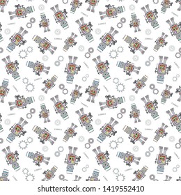 Nice vector robots seamless pattern background