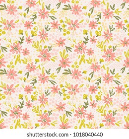 Nice vector seamless flower pattern. Endless background decorative elements. Modern floral texture.