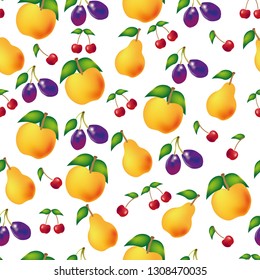 Nice vector seamless pattern with ripe summer fruit, for design of textiles and packing paper