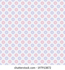 Nice vector seamless pattern (tiling). Sweet red, blue and white shabby colors. Endless texture can be used for printing onto fabric and paper. Flower and dot simple shapes.