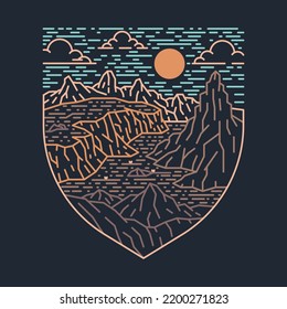 Nice view of mountains mono line graphic illustration vector art t-shirt design