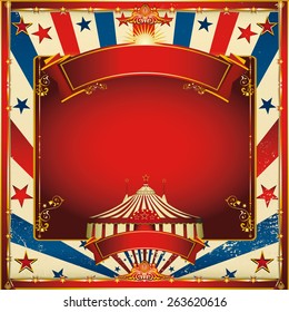 Nice vintage circus background with big top. A circus vintage square greeting card for your entertainment