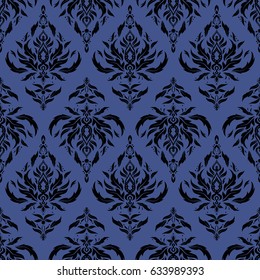 Nice violet and black hand-drawn seamless vector illustration. Elegant seamless pattern with and Mandala elements.