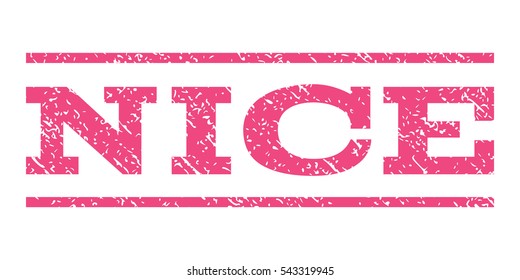 Nice watermark stamp. Text tag between horizontal parallel lines with grunge design style. Rubber seal stamp with dust texture. Vector pink color ink imprint on a white background.