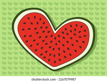 Nice watermelon background with heart shape. 