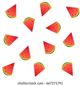 Nice watermelons on the white background. Vector illustration. 