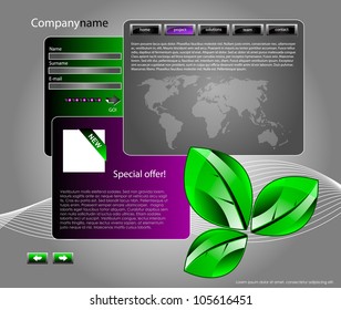 nice web site template banner with frame in green and purple color with ecology motive or theme