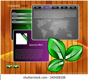 nice web site template banner with frame in green and purple color with ecology motive or theme
