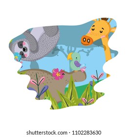 nice wild animals friends in the forest
