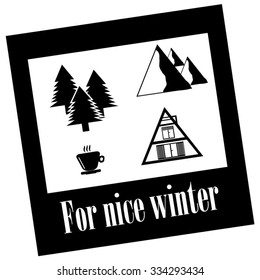 For nice winter black icon set