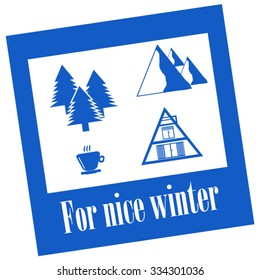 For nice winter, blue icon set