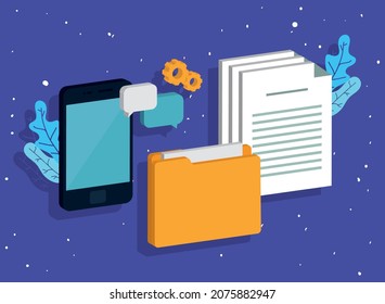 nice wireless connection illustration with items