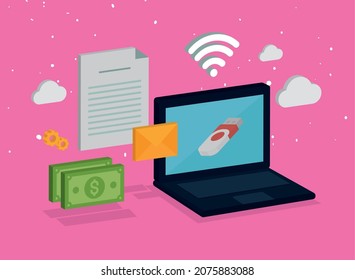 nice wireless connection invitation with items