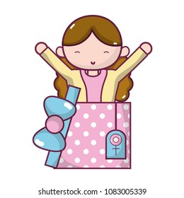 nice woman with blouse inside present gift