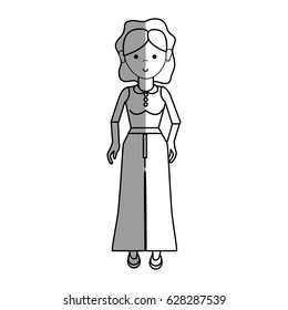 nice woman with blouse and pants cloth