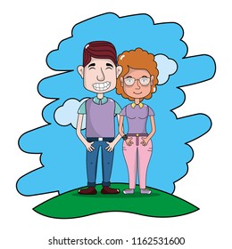 nice woman and man couple with hairstyle