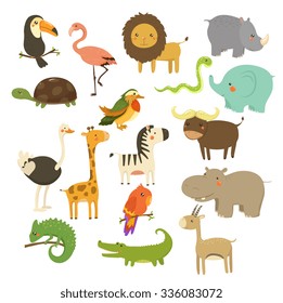 Nice Woodland and Jungle Animals Vector Set