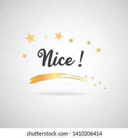 Nice Word Text with Handwritten Font and Decorative Golden Stars
