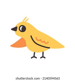 Nice yellow bird hand drawn. Vector art doodle naive cute animal fauna clipart