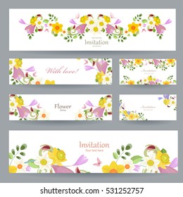 nicely collection of greeting cards with crocus and daffodils for your design