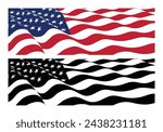 Nicely drawn waving American flag.