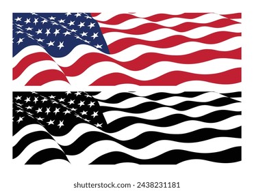 Nicely drawn waving American flag.