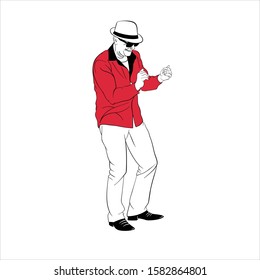 Nicely dressed man dancing and enjoying himself - vector illustration
