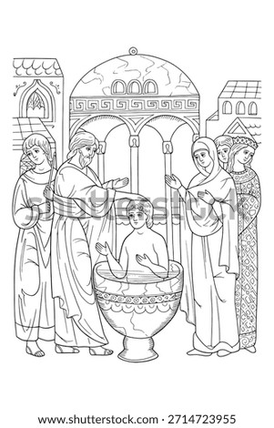 The Nicene Creed. Coloring page. Part 10 " in one baptism with repentance for the remission and forgiveness of sins"