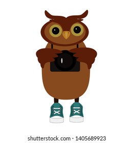 niceowl on white with camaera