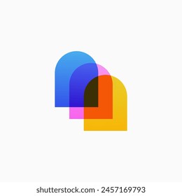 niche door curved window shape colorful logo vector icon illustration