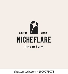 Niche Door Flare Light Hipster Vintage Logo Vector Icon Illustration