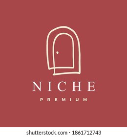 niche door french curve logo vector icon illustration